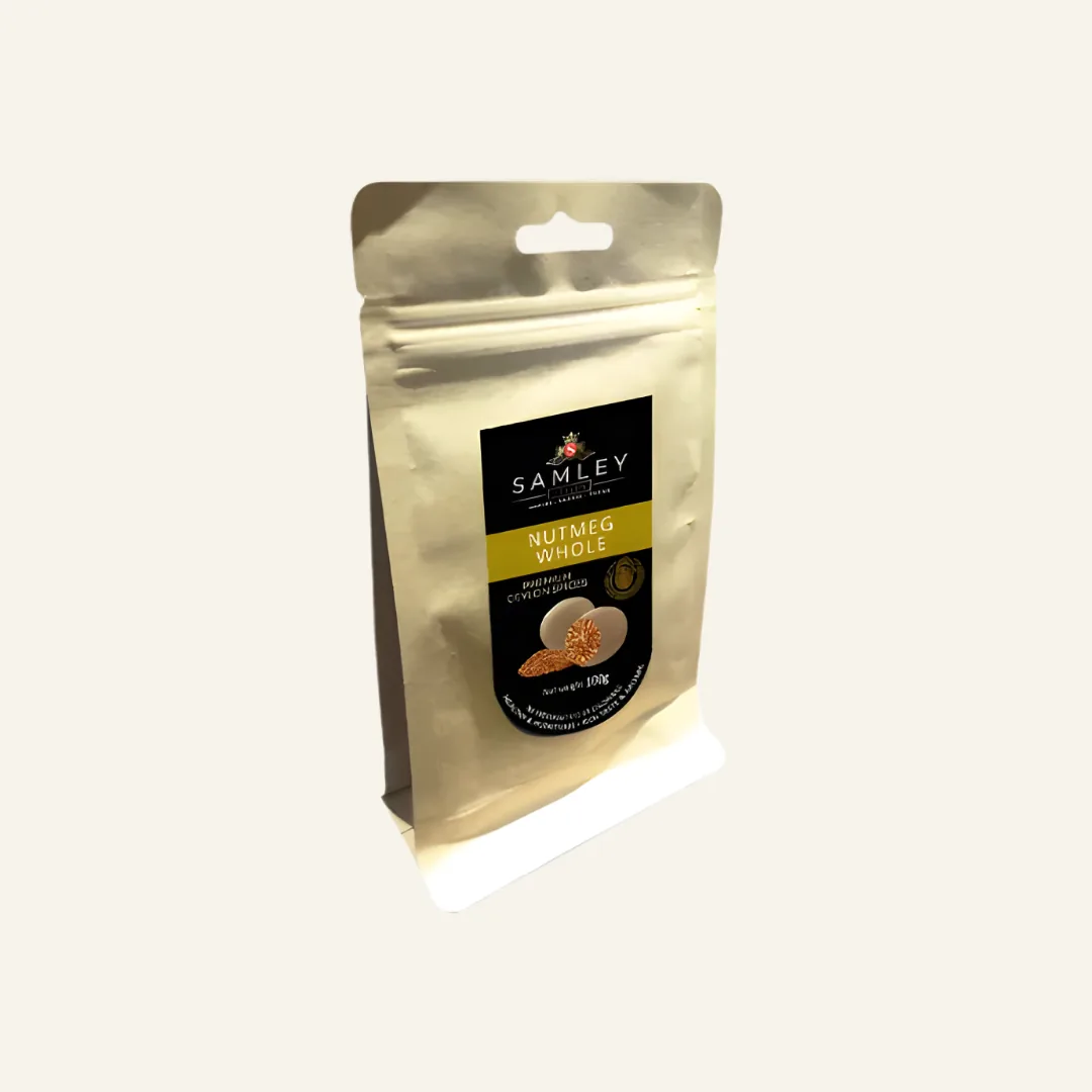Organic Nutmeg Whole 50g in a Kraft Pouch